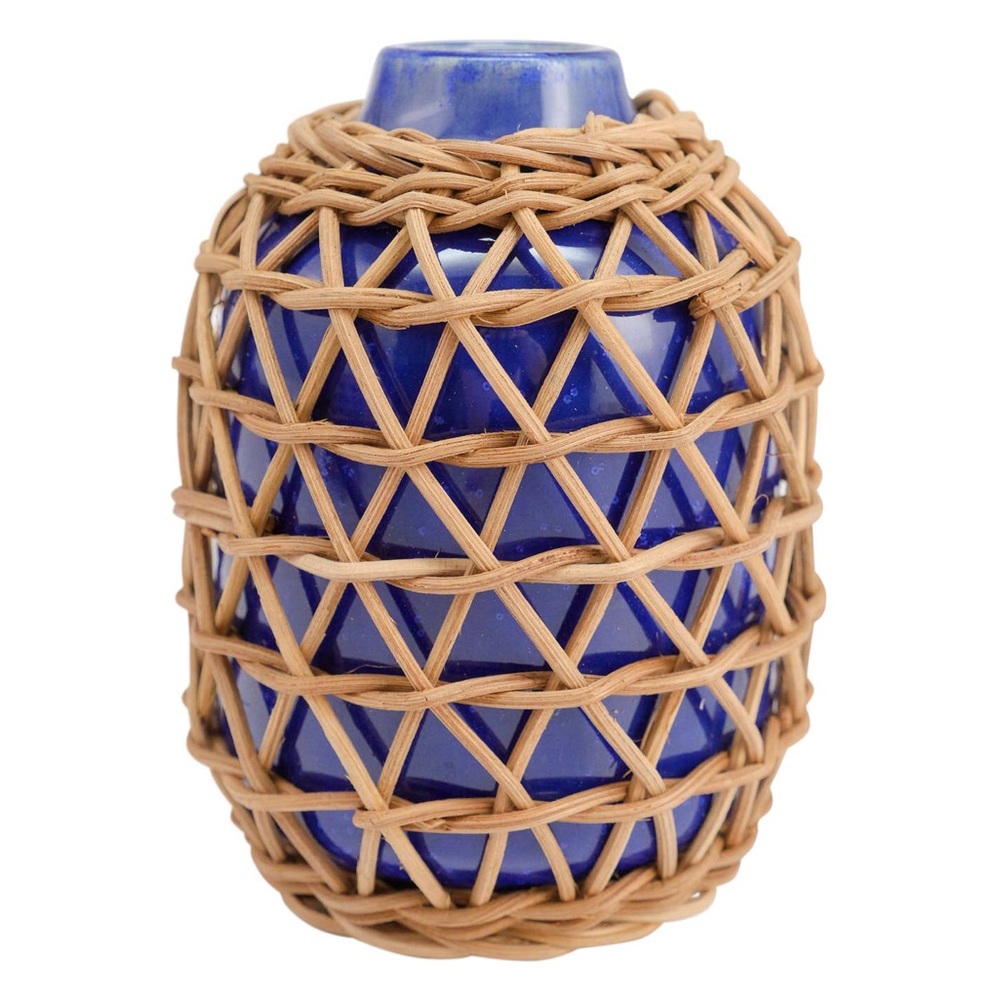 Rattan Vase Blue/Indigo